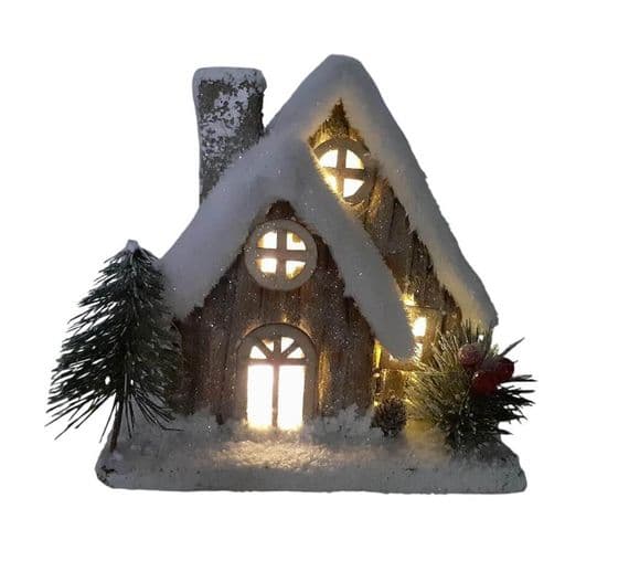 Christmas Forest Illuminated Chalet House | LED Snow Covered Christmas Decoration