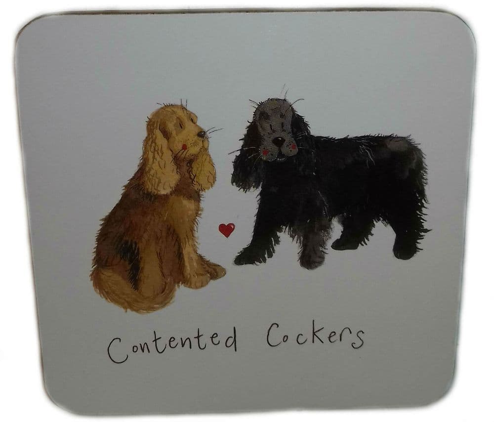 Contented Cockers Corked Backed Coaster
