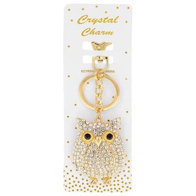 Crystal Charm Owl Keyring with Sparkling Crystal Detail