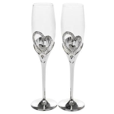 Crystal Heart Champagne Flutes