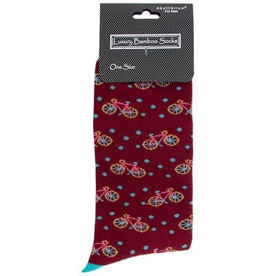 Cycle Burgundy Bamboo Men’s Socks One Size UK Comfort Sports Gift
