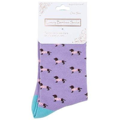Dachshund Lilac Bamboo Ladies Socks – Soft Breathable UK Designed One Size