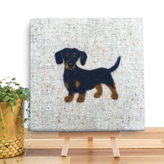 Dachshund Mini Wooden Canvas by Sharon Salt