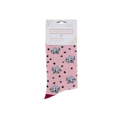 Dalmatian Pink Bamboo Ladies Socks – Soft Luxury UK One Size