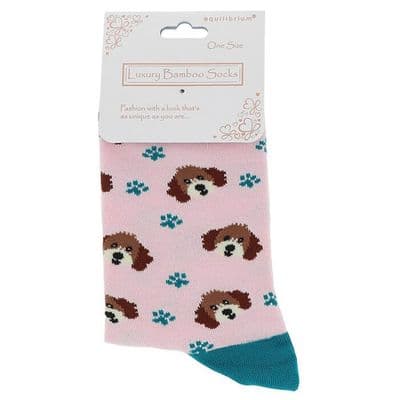 Dogs Pink Bamboo Ladies Socks – Luxury Soft Breathable UK Designed One Size