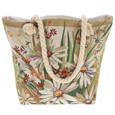 Equilibrium Daisies Tote Bag – Floral Cotton Blend Everyday Shopping & Carry Bag