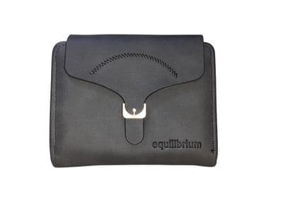 Equilibrium Modern Black Buckle RFID Blocking Purse – Faux Leather Bifold Wallet