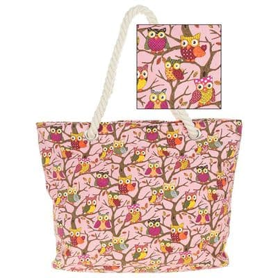 Equilibrium Pink Owl Tote Bag – Stylish Reusable Shoulder Shopping Bag