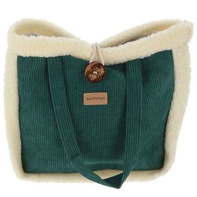 Equilibrium Teal Corduroy & Faux Sheepskin Bag – Stylish Winter Shoulder Bag