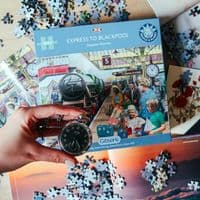 Express to Blackpool 1000-Piece Gibsons Jigsaw Puzzle – Steam Train Seaside Holiday Puzzle by Stephen Warnes