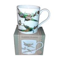 Fine China Mug War Planes featuring Lancaster, Wellington, Hurricane, Beaufort & Spitfire