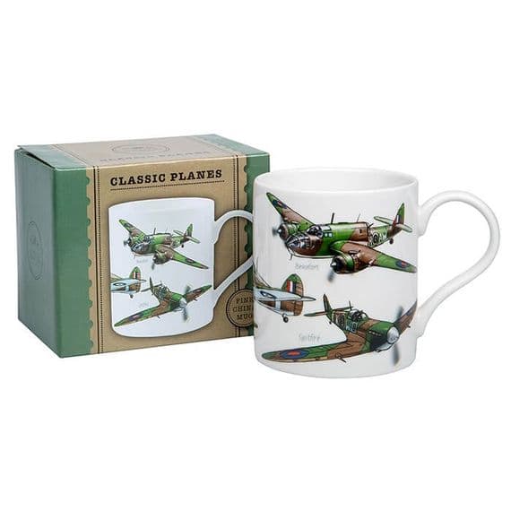 Fine China Mug War Planes featuring Lancaster, Wellington, Hurricane, Beaufort & Spitfire