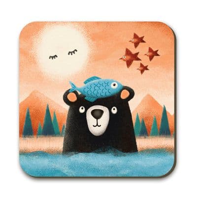 Fish and Bears Day Off Coaster by Jonathan Willoughby