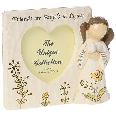 Flower Angel Photo Frame 3 x 3 Inch – Friends Are Angels Gift Frame
