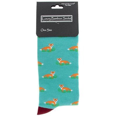 Fox Teal Bamboo Men’s Socks – Luxury Soft Breathable UK Designed One Size