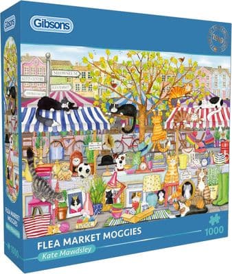 Gibsons Flea Market Moggies 1000 Piece Jigsaw Puzzle – Cat Puzzle for Adults UK
