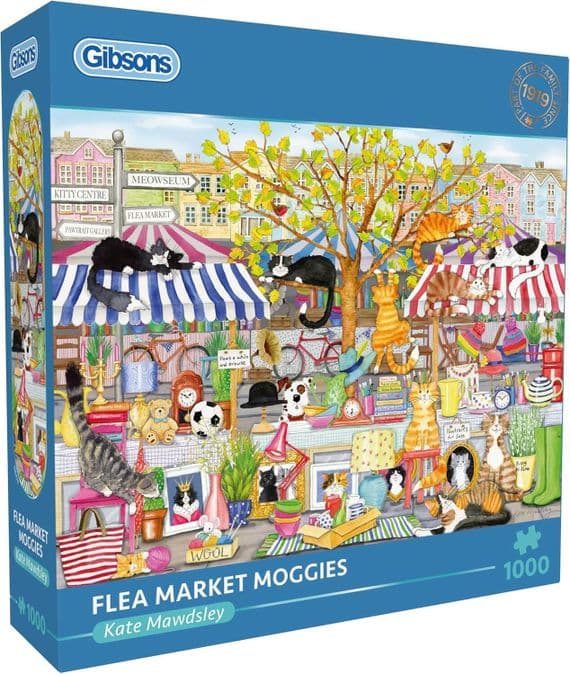 Gibsons Flea Market Moggies 1000 Piece Cat Puzzle for Adults UK