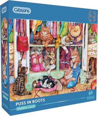 Gibsons Puss in Boots 1000 Piece Jigsaw Puzzle – Cat Puzzle by Debbie Cook