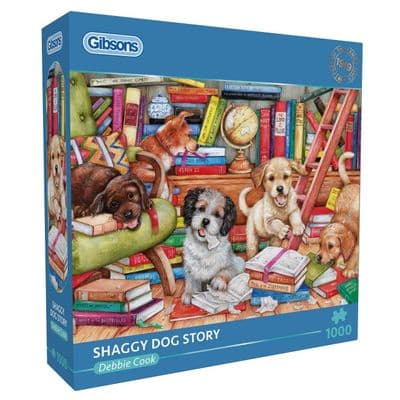 Gibsons Shaggy Dog Story 1000-Piece Jigsaw Puzzle by Debbie Cook – Puppies & Books