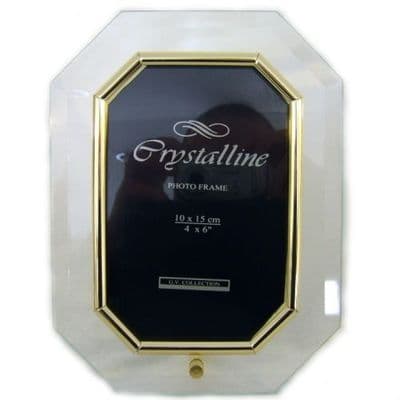 Glass Photo Frame, Gold Coloured 10cm x 15cm