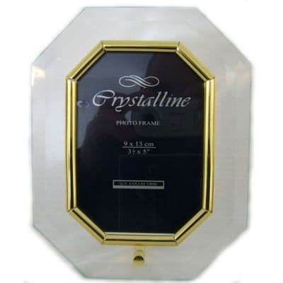 Glass Photo Frame, Gold Coloured 9cm x 13cm