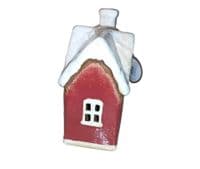 Handcrafted Snowy Christmas Cottage Tealight Holder | Village Pottery Ornament
