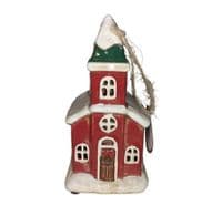 Handcrafted  Village Pottery Xmas Church Tealight Holder
