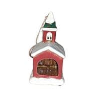 Handcrafted  Village Pottery Xmas Church Tealight Holder