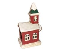 Handcrafted  Village Pottery Xmas Church Tealight Holder