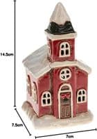 Handcrafted  Village Pottery Xmas Church Tealight Holder