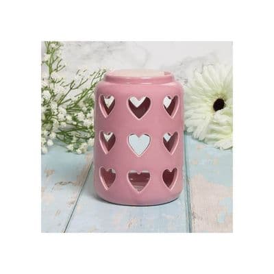 Hearts Ceramic Wax Warmer in Pink