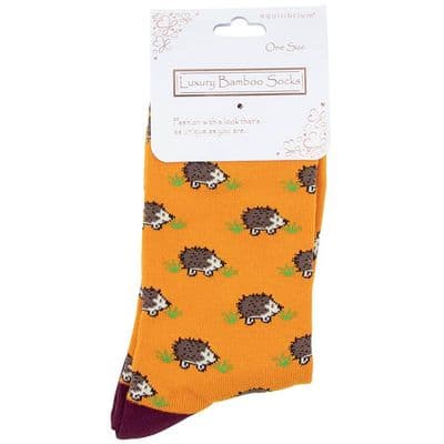 Hedgehog Mustard Bamboo Ladies Socks – Soft Luxury UK Designed One Size