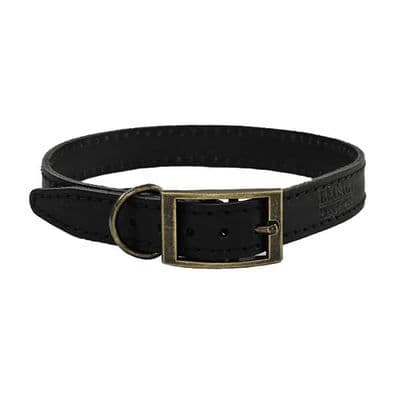 HugglePets Legacy Black Leather Dog Collar Large 40–45cm | UK Handmade
