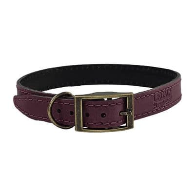 HugglePets Legacy Collection Leather Collar Merlot Size X Small 25-30cm
