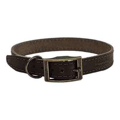 HugglePets Legacy Leather Dog Collar Chocolate Large 40–45cm – UK Handmade