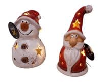 Illuminated Jolly Xmas Snowman & Santa