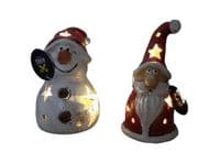 Illuminated Jolly Xmas Snowman & Santa