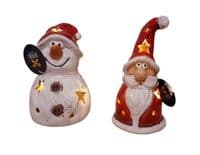 Illuminated Jolly Xmas Snowman & Santa