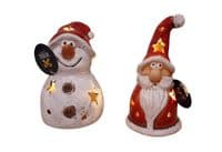 Illuminated Jolly Xmas Snowman & Santa