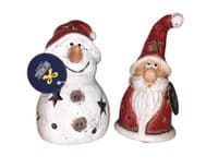 Illuminated Jolly Xmas Snowman & Santa