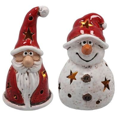 Illuminated Jolly Xmas Snowman & Santa