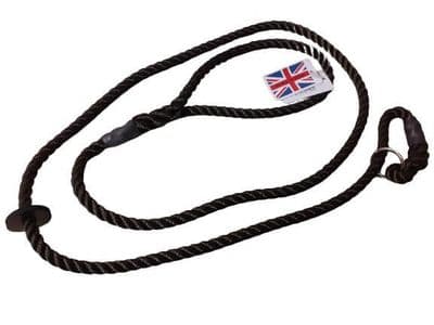 K J K Ropeworks MOD Olive 1.5m by 8mm.  Rope Slip Lead with Rubber Stop - Nickel Plated Fitting