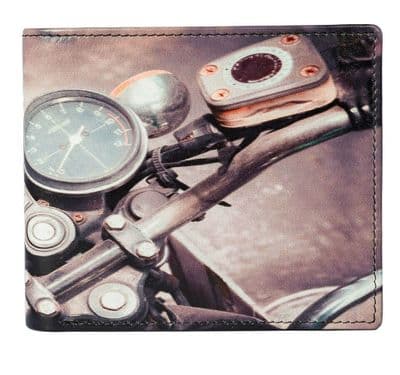 Kalmin Leather Printed Billfold Motorbike Wallet with RFID protection