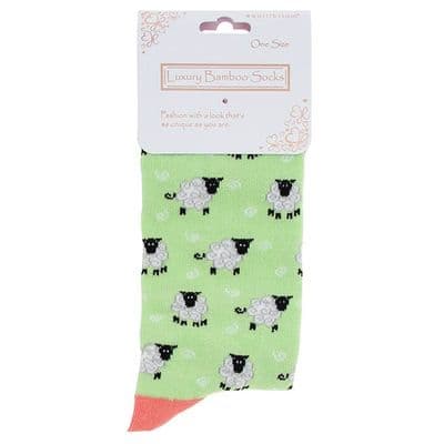 Ladies Sheep Sage Bamboo Socks – Soft Breathable Eco-Friendly UK One Size Gift
