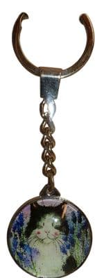 Lavender Cat Keyring by Alex Clark