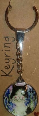 Lavender Cat Keyring by Alex Clark