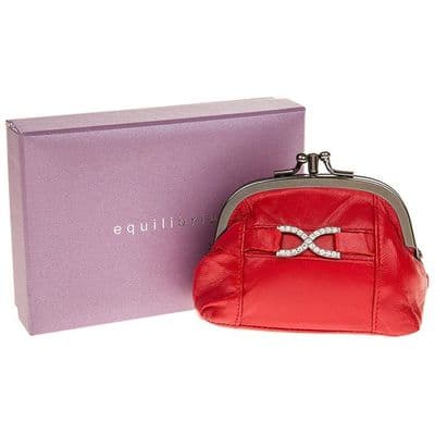 Leather Diamante Purse in Red