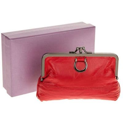 Leather Ring Purse in Red