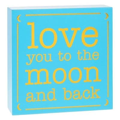 Love You to the Moon and Back Square Plaque – Gift Boxed Wall or Freestanding 14cm