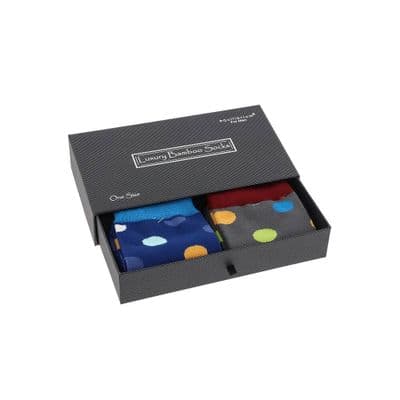 Luxury Bamboo Men’s Socks with Spots Gift Set (2 Pairs) UK Soft Breathable Design